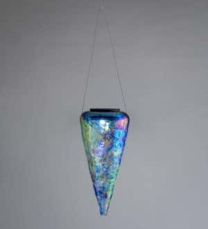 Handcrafted Blown-Glass Colorful Solar Hanging Lights - Blue