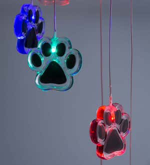 Solar Lighted Color-Changing Six Paw Prints Mobile