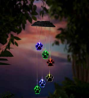 Solar Lighted Color-Changing Six Paw Prints Mobile