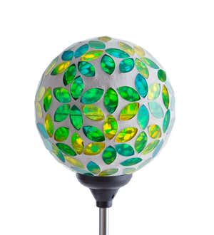 Solar Lighted Pieced Glass Mosaic Orb Garden Stakes, Set of 3