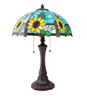 Tiffany-Style Stained Glass Sunflower-Themed Table Lamp