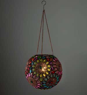 Hanging Multicolor Beaded Floral Pattern Solar Lighted Globe
