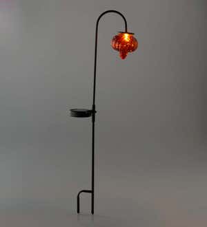 Solar-Powered Glass Lantern Stake in Red, Gold or Blue