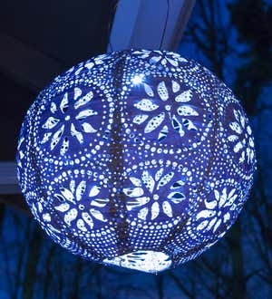 Soji™ Stella Boho Globe Solar Lantern—Metallic Emerald