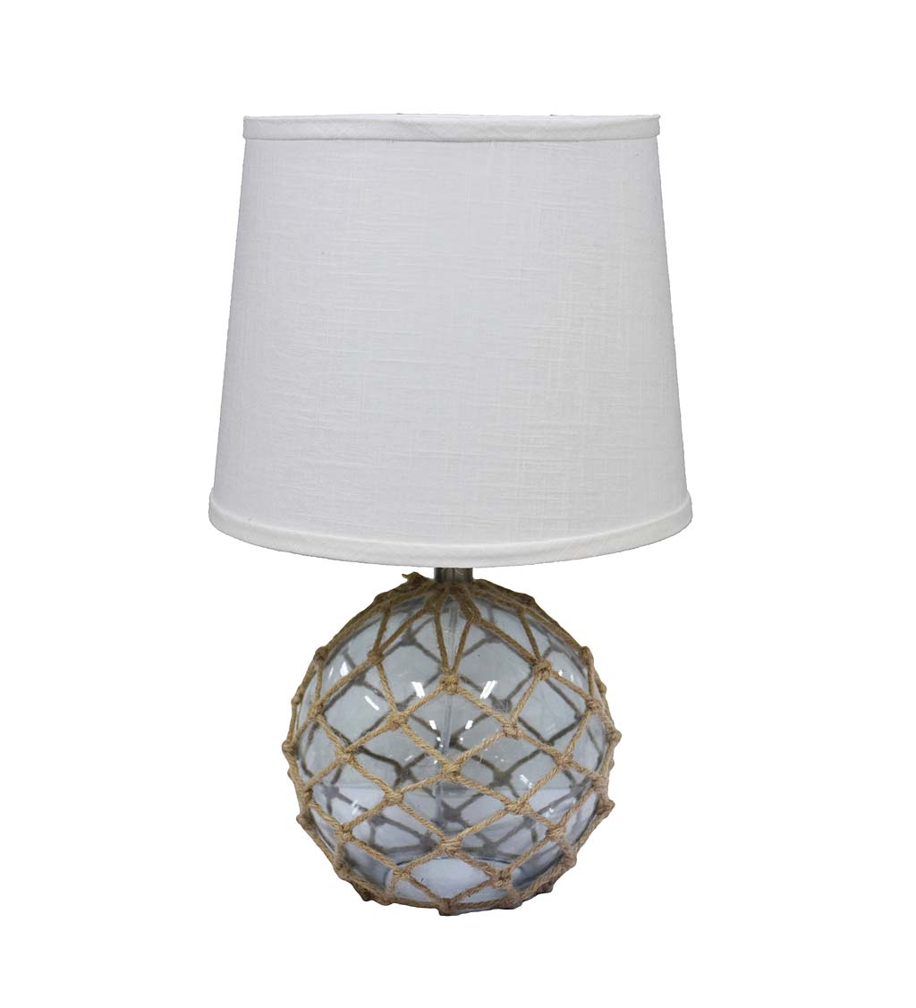 Glass and Rope Fisherman's Lamp with Linen Shade