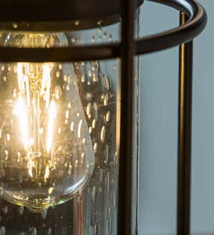 Solar Metal and Bubble Glass Vintage Lantern