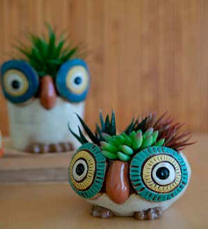Ceramic Owl Planters, Set of 3