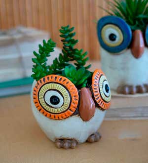 Ceramic Owl Planters, Set of 3