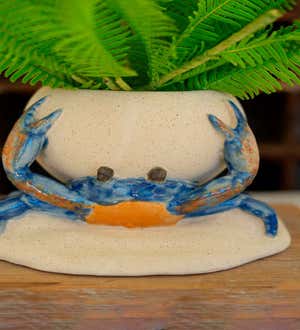 Blue Crab Ceramic Planter