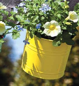 Metal Bucket Hanging Planter - Yellow