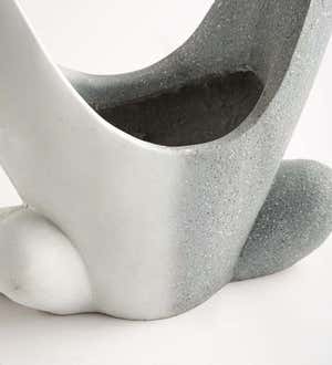 White and Granite-Color Abstract Outdoor Heart-Shaped Planter