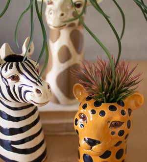 Ceramic Safari Animal Succulent Planters, Set of 3