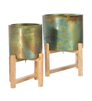 Green Planters for Indoors, Set of 2