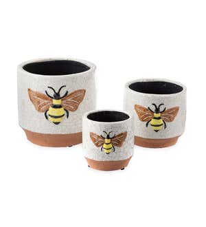 Terra Cotta Bee Planters, Set of 3