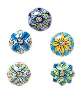 Ceramic Fiesta Knobs, Set of 5 - Blue