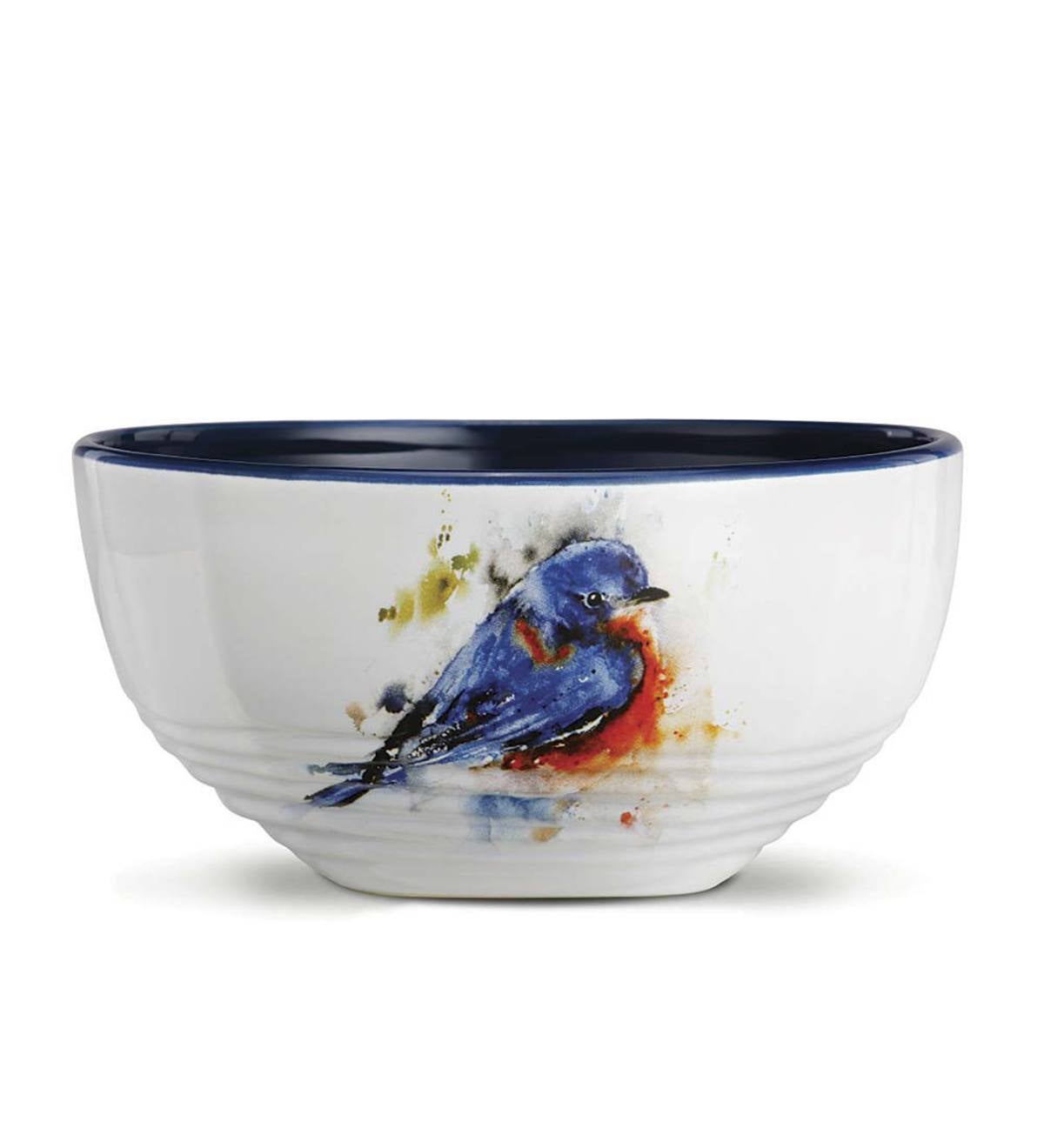 Dean Crouser Watercolor Bluebird Soup Bowl