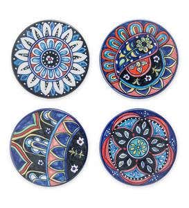Ceramic Coasters, Set of 4 - Blue