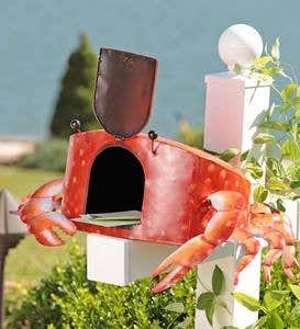 Metal Nautical Mailbox - Crab