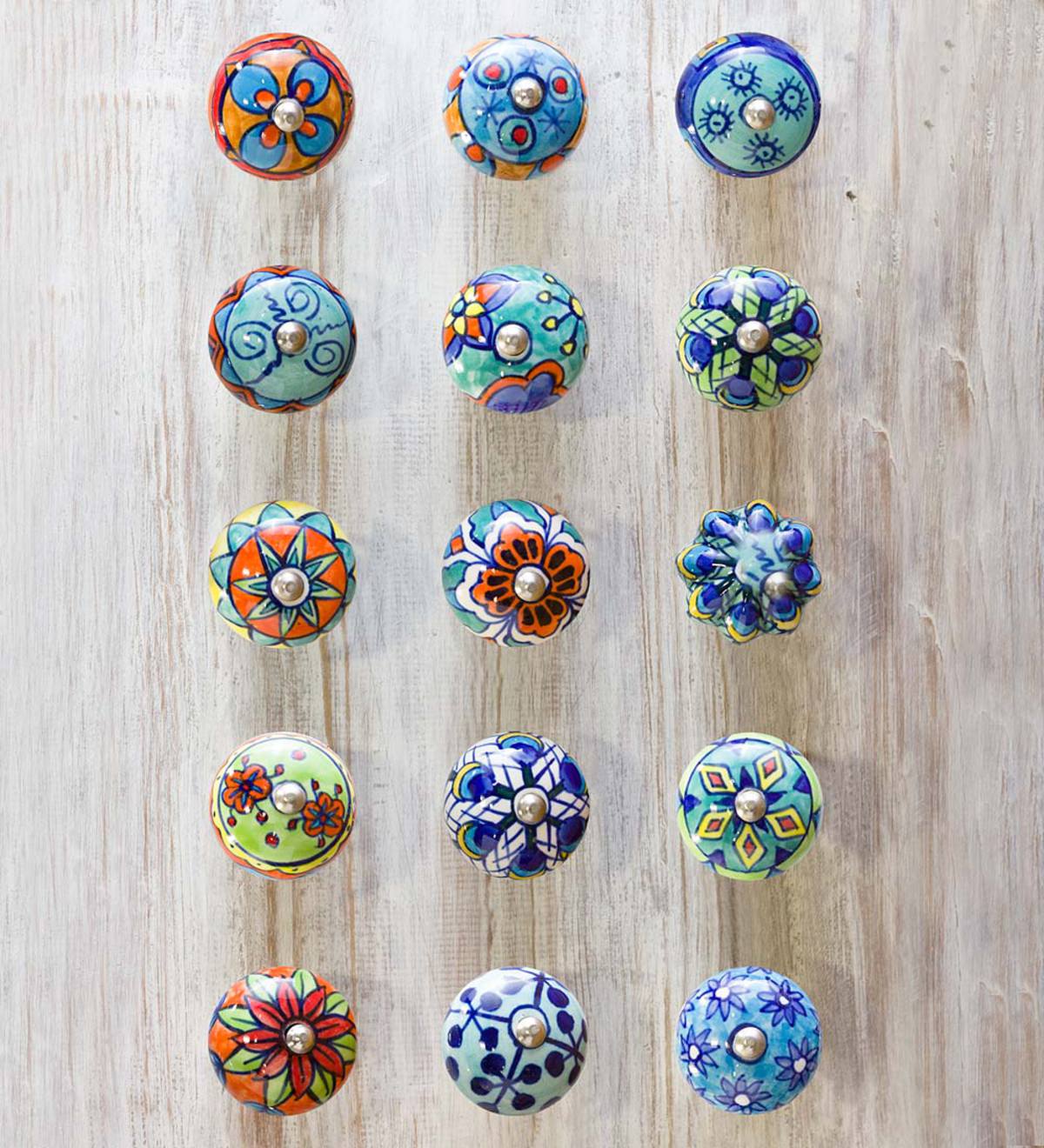 Colorful Ceramic Knobs, Set of 5
