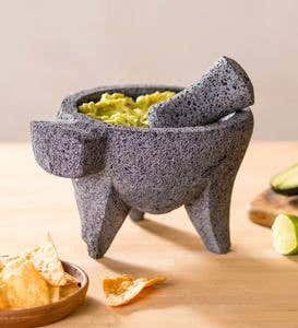 Handcrafted Natural Volcanic Stone Mortar and Pestle Set