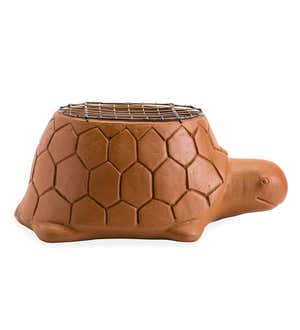 Whimsical Tabletop Terra Cotta Turtle Barbecue Grill