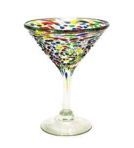 Handcrafted Recycled Glass Confetti Martini Glasses, Set of 4