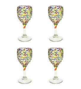 Handcrafted Recycled Glass Confetti Wine Glasses, Set of 4