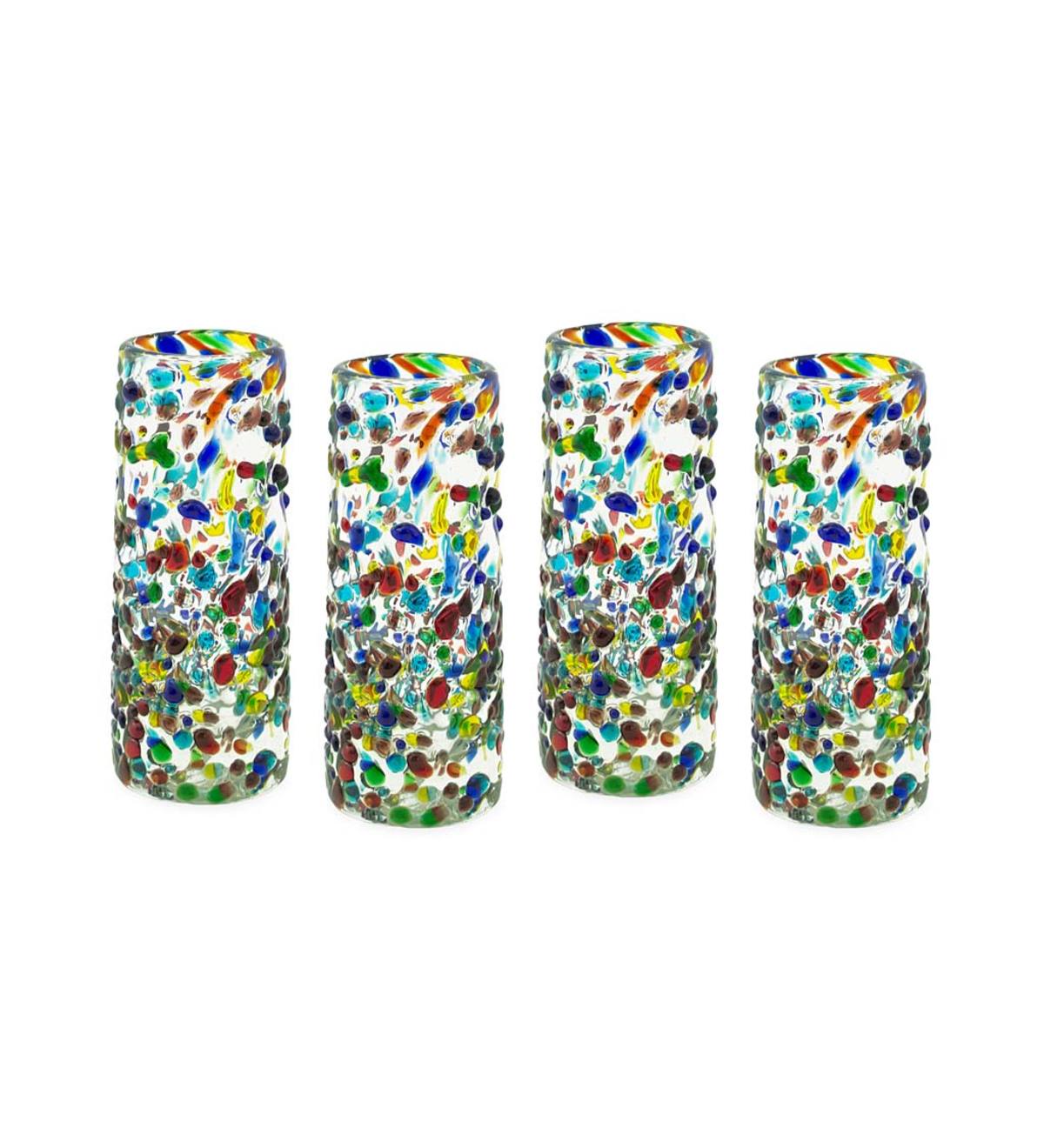 Handcrafted Recycled Glass Confetti Shot Glasses, Set of 4