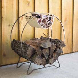 Round Metal Log Rack with Canvas Sling