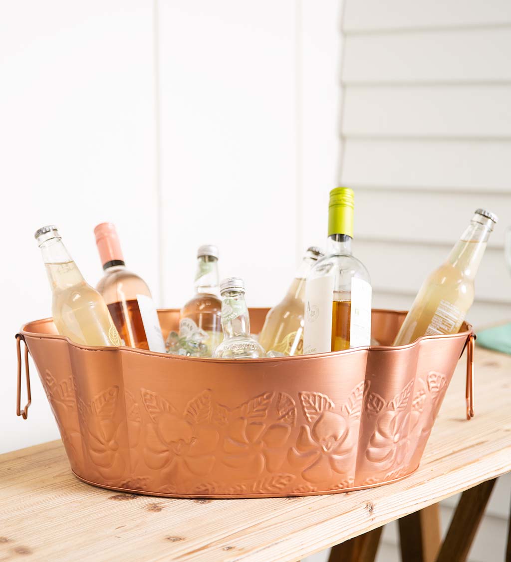 Leak-Proof Copper Plated Tub Embossed with Flowers