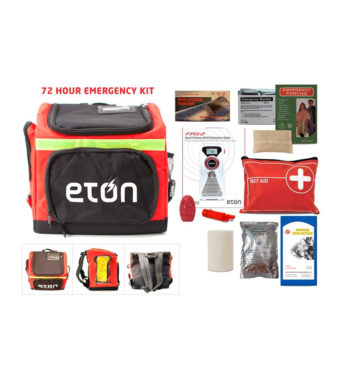 3-Day Emergency Kit with Multi-Function Radio, Food Ration, First-Aid Kit, and More in Convenient Carry Case