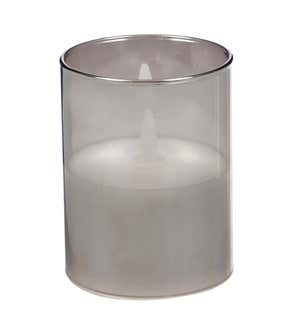 Smoky Glass LED Pillar Candles, Set of 3