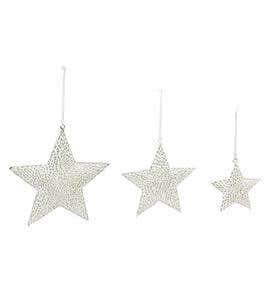 Textured Metal Star Ornaments, Set of 3