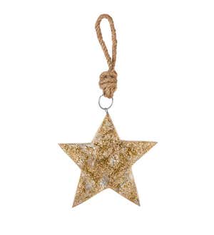 Gold and Silver Wooden Star Ornaments, Set of 3