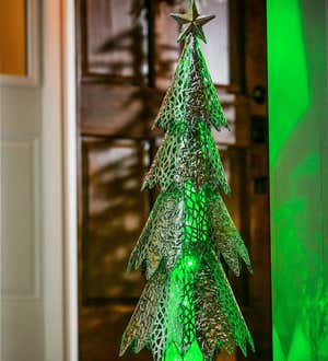 Metal LED Christmas Tree with Green Light