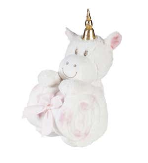Plush Unicorn Stuffed Animal with Blanket Gift Set