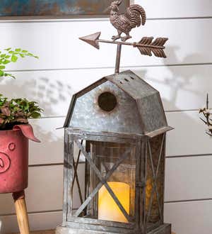 Galvanized Metal Barn Shaped Candle Holder