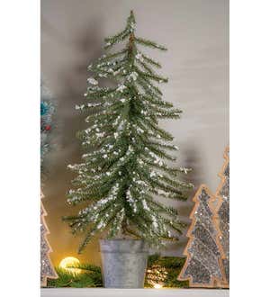 Snow Dusted 36" Artificial Tree in Galvanized Metal Bucket