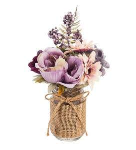 Vintage Rose and Purple Hydrangea Floral Arrangement