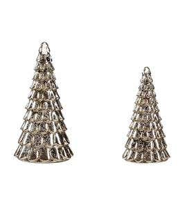 LED Patterned Gold Glass Trees, Set of 2