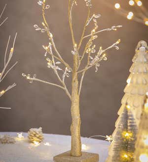 LED Glittered Tabletop Artificial Tree with Crystals