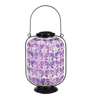 Mosaic Glass Pollinator Lantern - Pink Butterfly