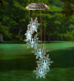 Clear Lighted Solar Snowflakes Mobile - Snowflake