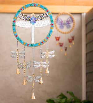 Beaded Metal Pollinator Wind Chime - Butterfly