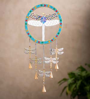 Beaded Metal Pollinator Wind Chime - Dragonfly
