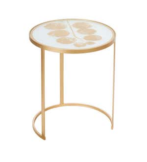 Round Gold Metal Foliage Nested Tables, Set of 2