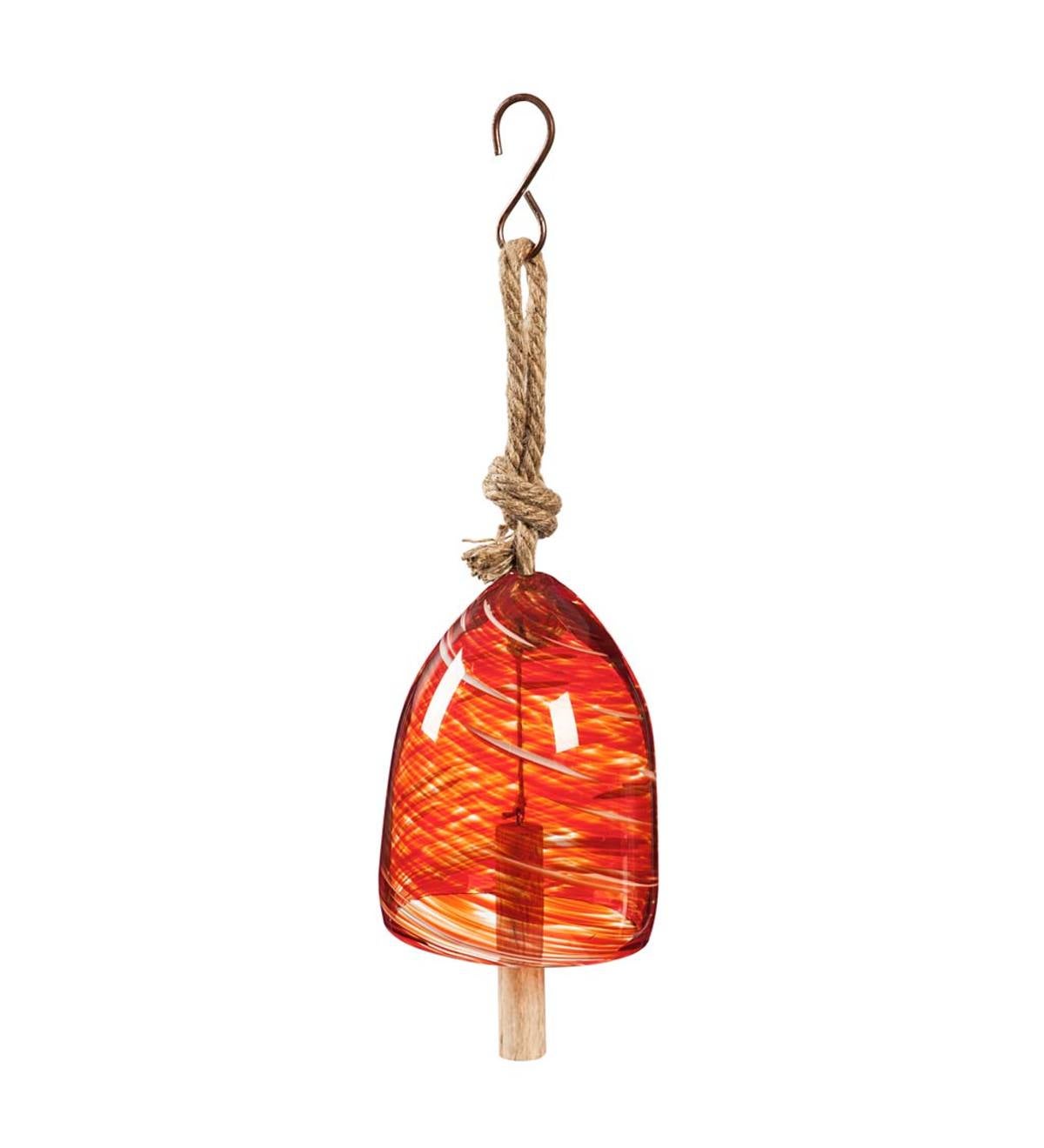 Colorful Swirled Glass Bell Chime - Orange