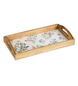 Holiday Wooden Nested Serving Trays, Set of 2