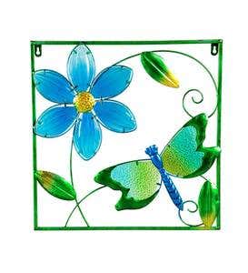 Dragonfly Metal and Glass Framed Wall Art