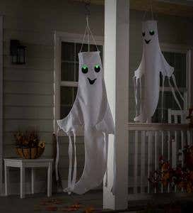 Set of 2 Halloween Smiling Ghost 43" 3D Windsocks